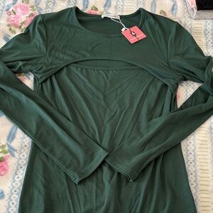 Stylish Forest Green Long Sleeve Women's Top